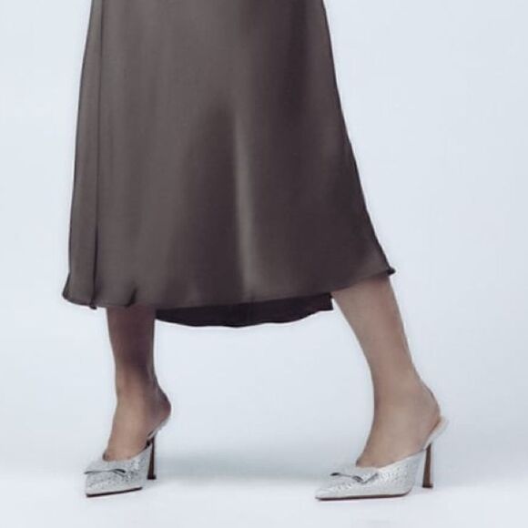 BRIDAL ZARA RHINESTONE BOW HEELED SLING BACKS PRINCESS WEDDING - Picture 3 of 10